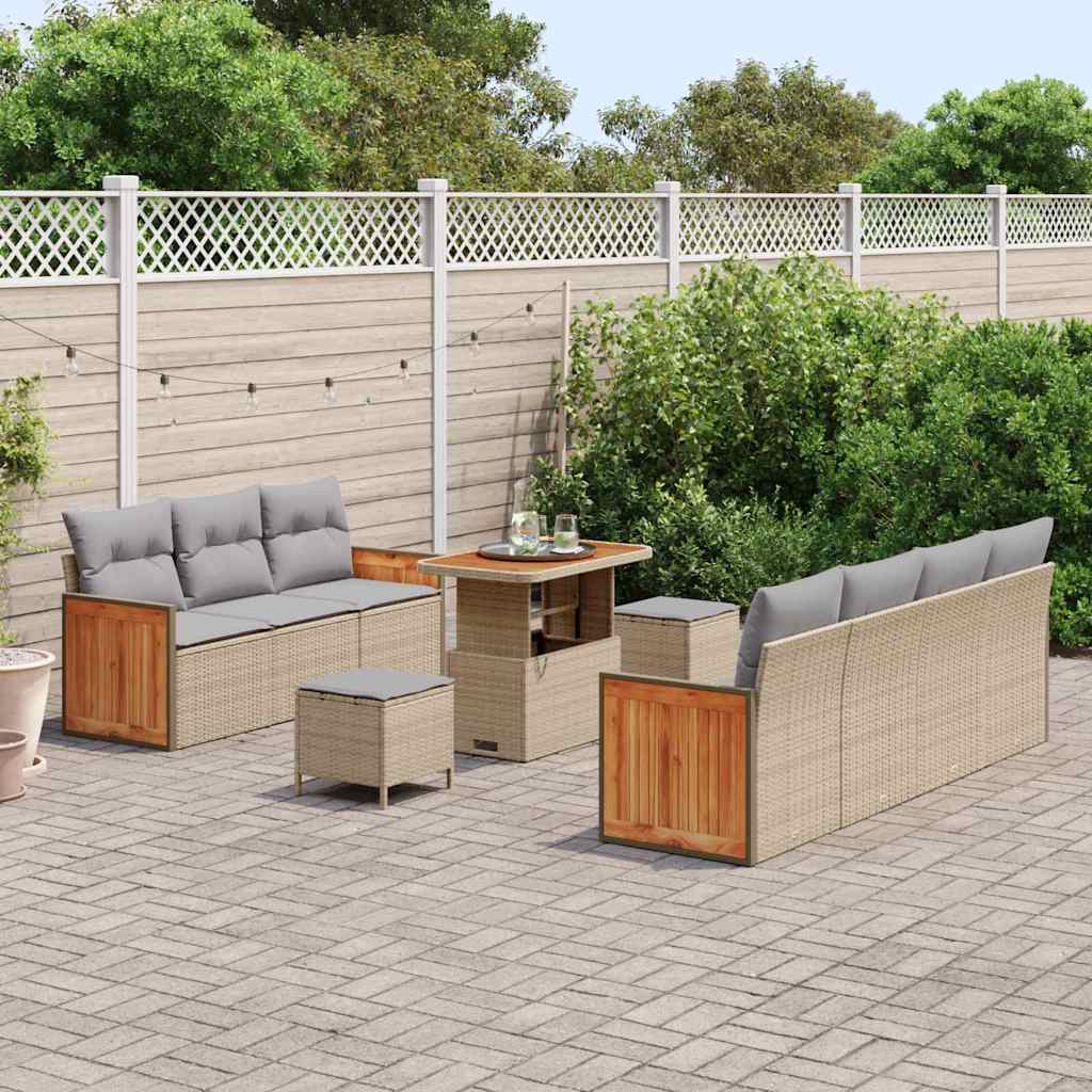 Tuinbankenset 13 pcs Beige en Licht Grijs poly rattan is nu te koop bij PeponiXL, paradijselijk wonen!