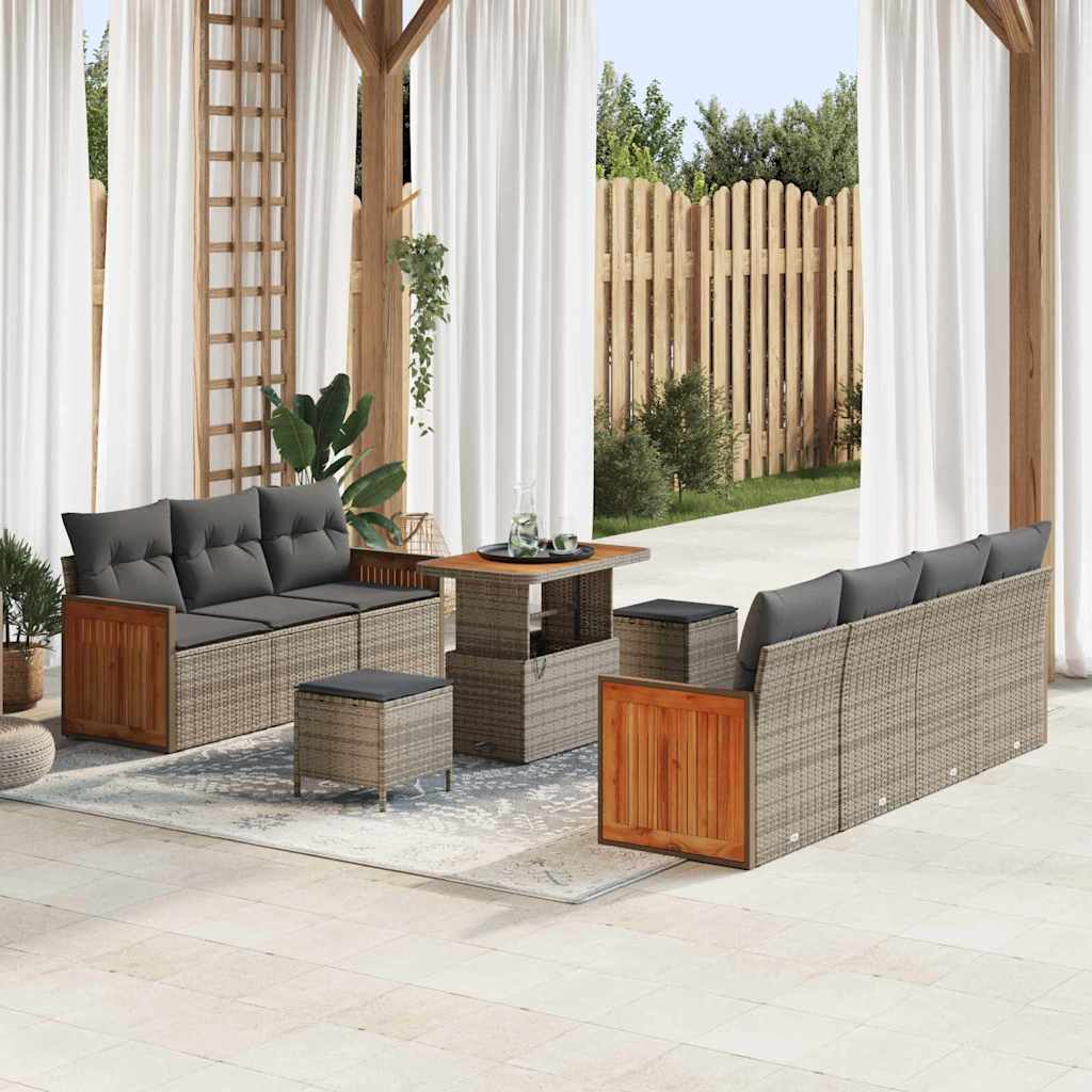 Tuinbankenset met kussen 13 pcs Grijs poly rattan is nu te koop bij PeponiXL, paradijselijk wonen!