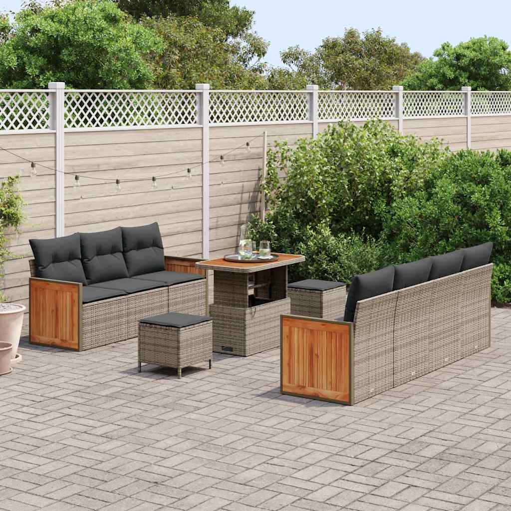 Tuinbankenset met kussen 13 pcs Grijs poly rattan is nu te koop bij PeponiXL, paradijselijk wonen!