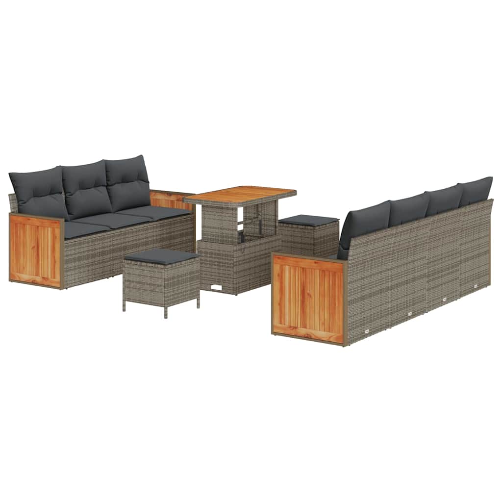 Tuinbankenset met kussen 13 pcs Grijs poly rattan is nu te koop bij PeponiXL, paradijselijk wonen!