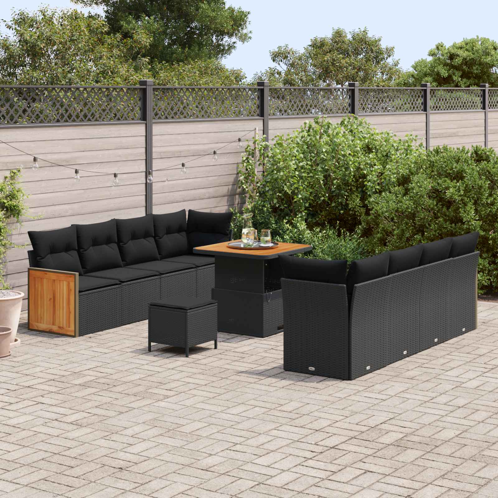 Tuinbankenset met kussen 12 pcs Zwart poly rattan is nu te koop bij PeponiXL, paradijselijk wonen!