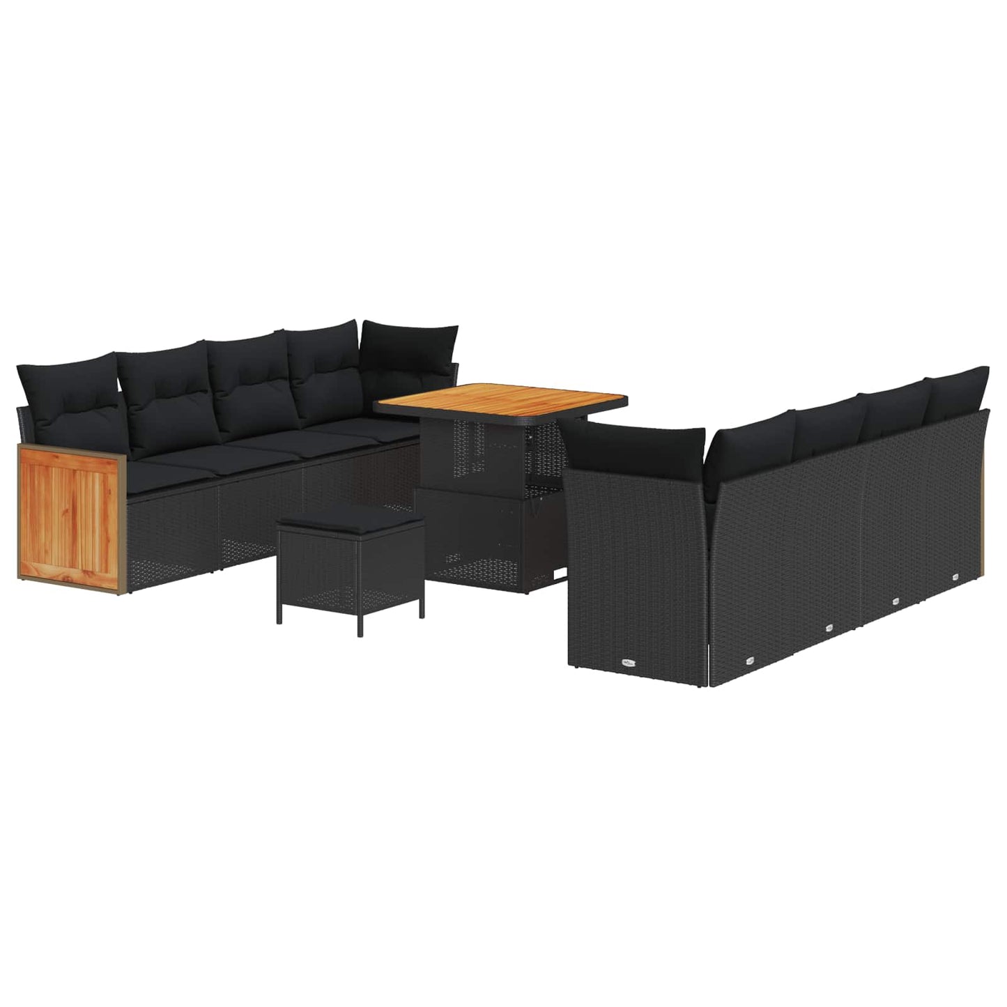 Tuinbankenset met kussen 12 pcs Zwart poly rattan is nu te koop bij PeponiXL, paradijselijk wonen!