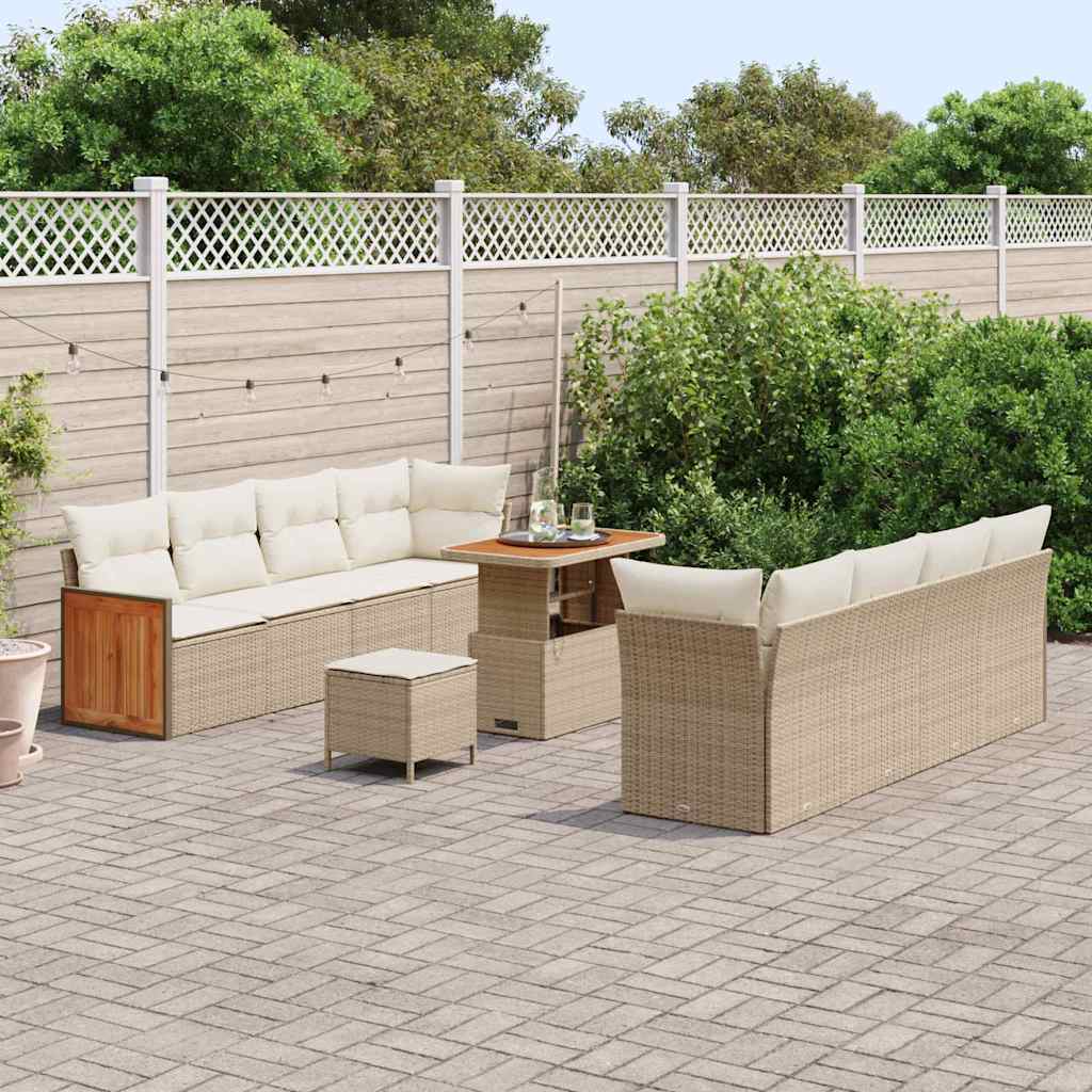 Tuinbankenset met kussen 12 pcs Beige en Crème poly rattan is nu te koop bij PeponiXL, paradijselijk wonen!