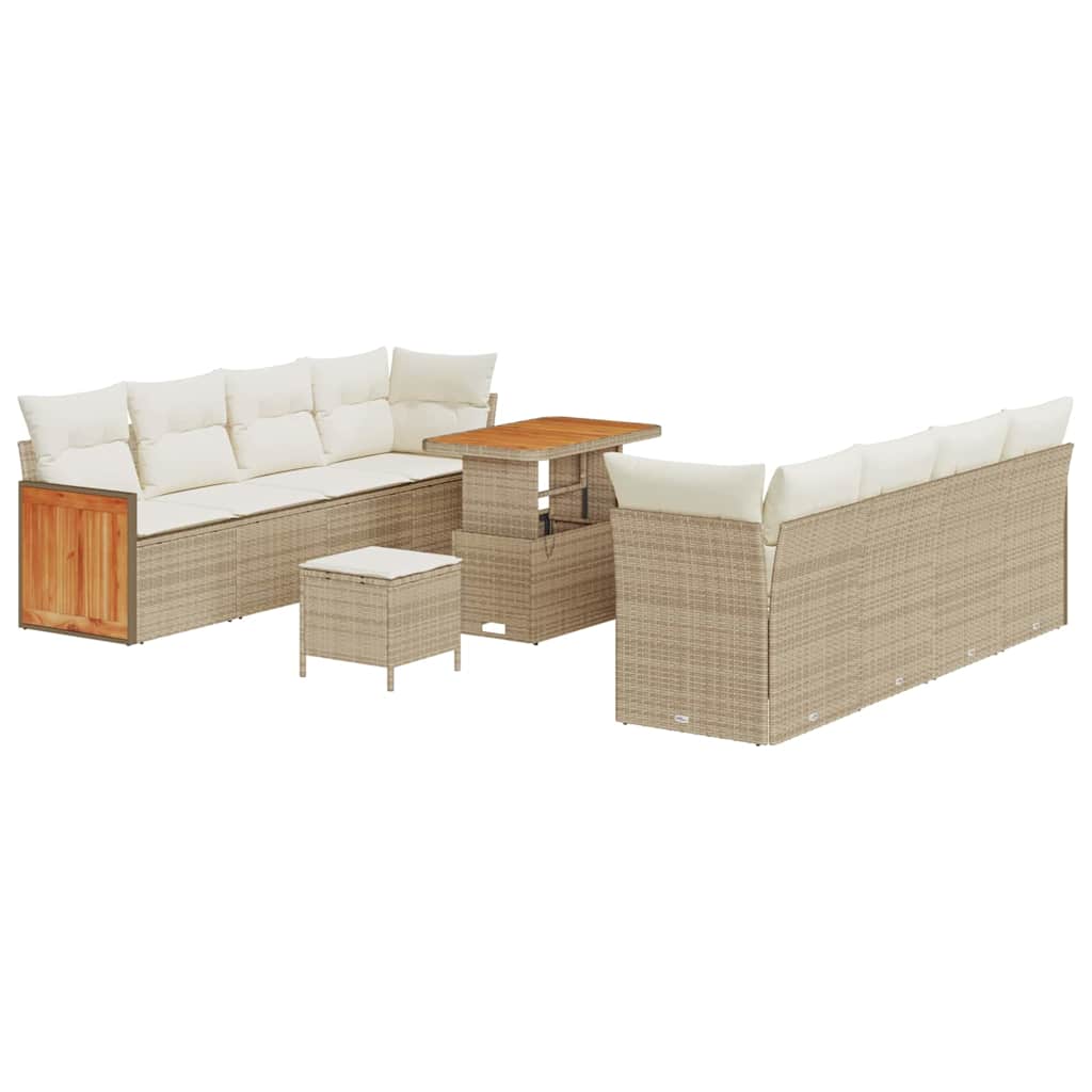 Tuinbankenset met kussen 12 pcs Beige en Crème poly rattan is nu te koop bij PeponiXL, paradijselijk wonen!