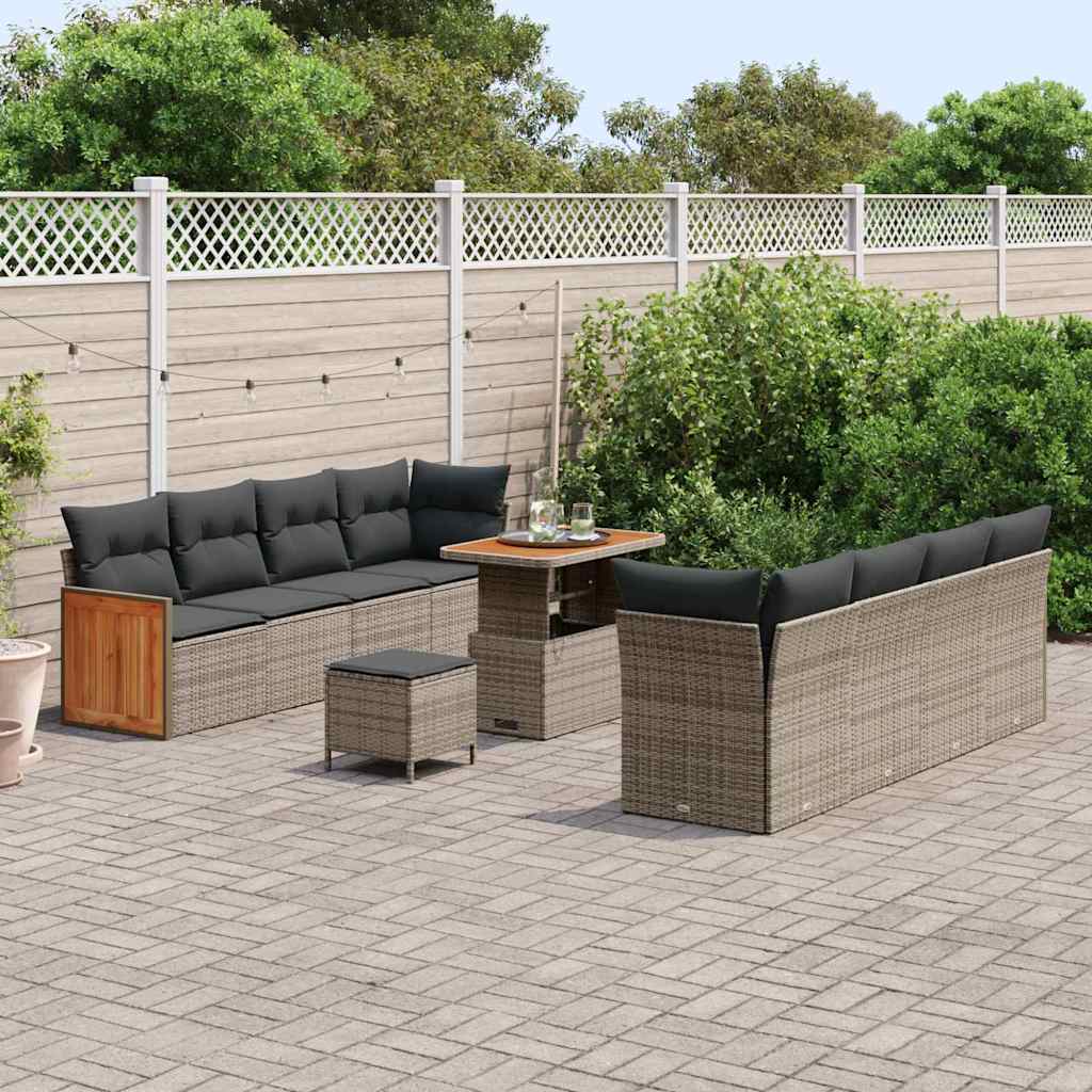 Tuinbankenset met kussen 12 pcs Grijs poly rattan is nu te koop bij PeponiXL, paradijselijk wonen!