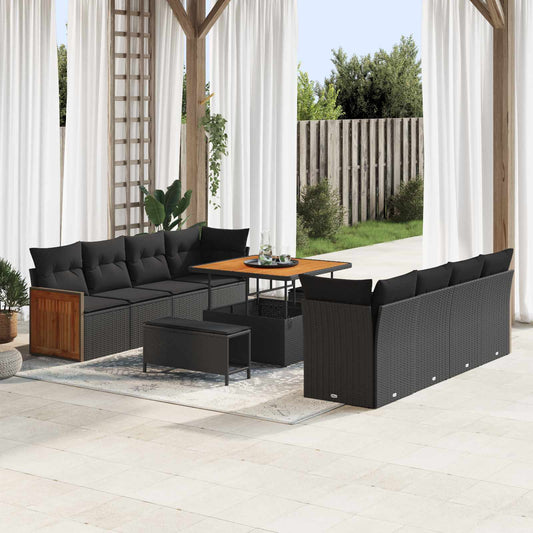 Tuinbankenset met kussen Zwart 231 x 224 x 85 cm poly rattan is nu te koop bij PeponiXL, paradijselijk wonen!
