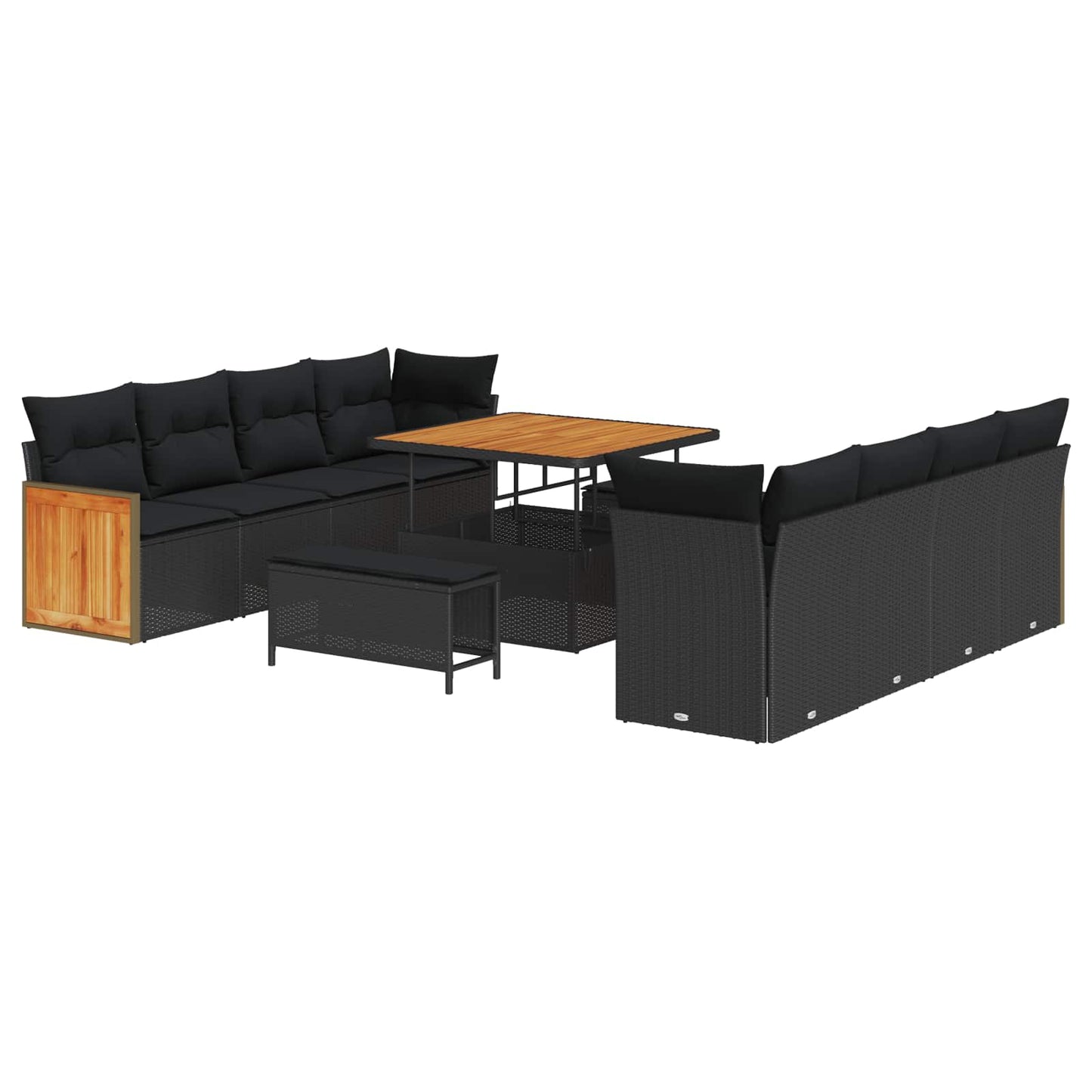 Tuinbankenset met kussen Zwart 231 x 224 x 85 cm poly rattan is nu te koop bij PeponiXL, paradijselijk wonen!