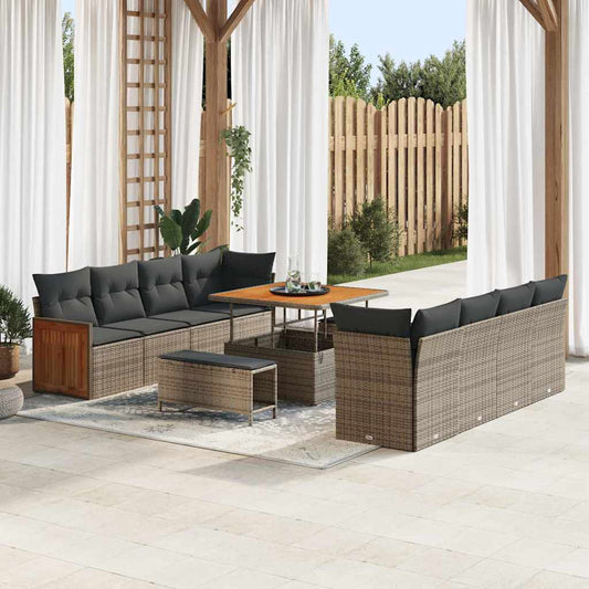 Tuinbankenset met kussen Grijs 231 x 224 x 85 cm poly rattan is nu te koop bij PeponiXL, paradijselijk wonen!