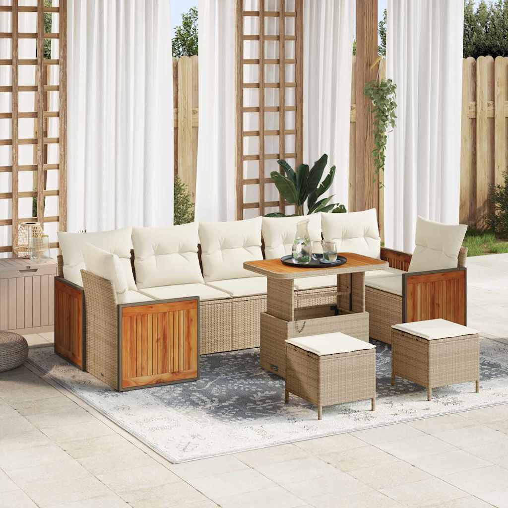Tuinbankenset met kussen 13 pcs Beige en Crème poly rattan is nu te koop bij PeponiXL, paradijselijk wonen!