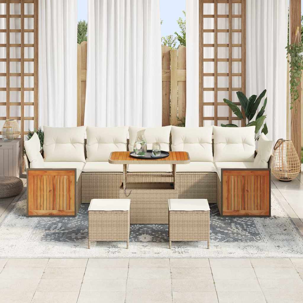 Tuinbankenset met kussen 13 pcs Beige en Crème poly rattan is nu te koop bij PeponiXL, paradijselijk wonen!