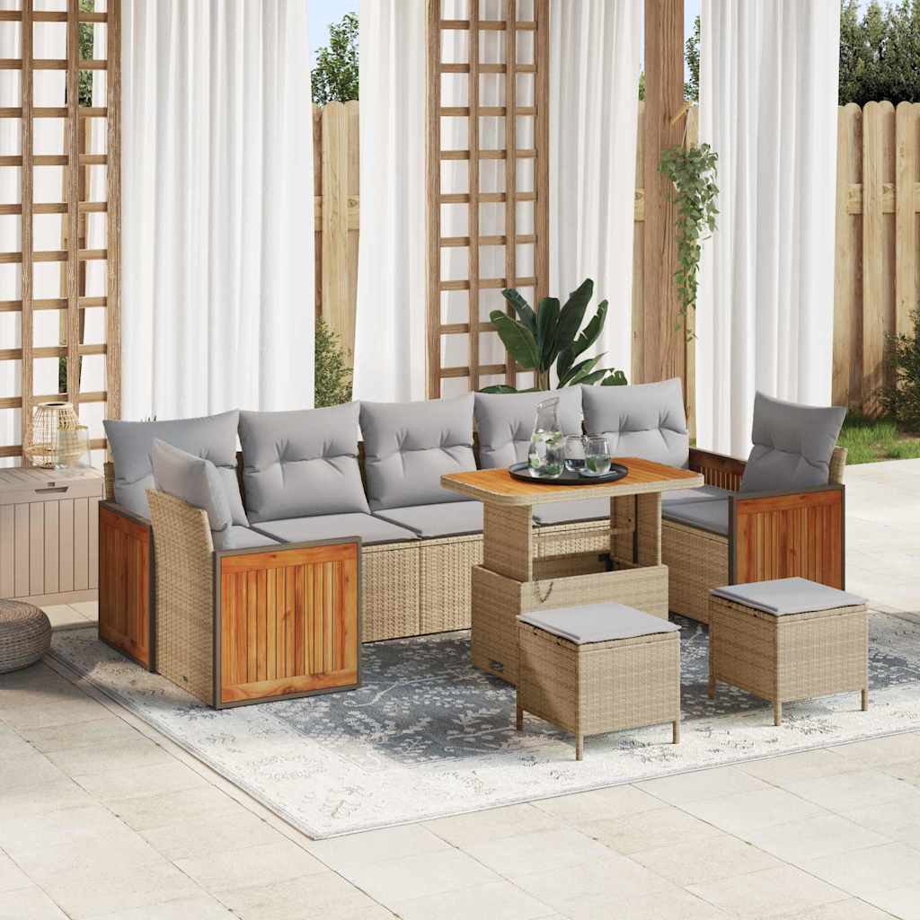 Tuinbankenset 13 pcs Beige en Licht Grijs poly rattan is nu te koop bij PeponiXL, paradijselijk wonen!