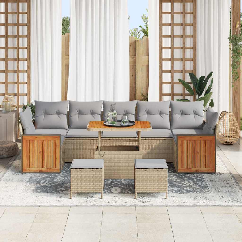 Tuinbankenset 13 pcs Beige en Licht Grijs poly rattan is nu te koop bij PeponiXL, paradijselijk wonen!