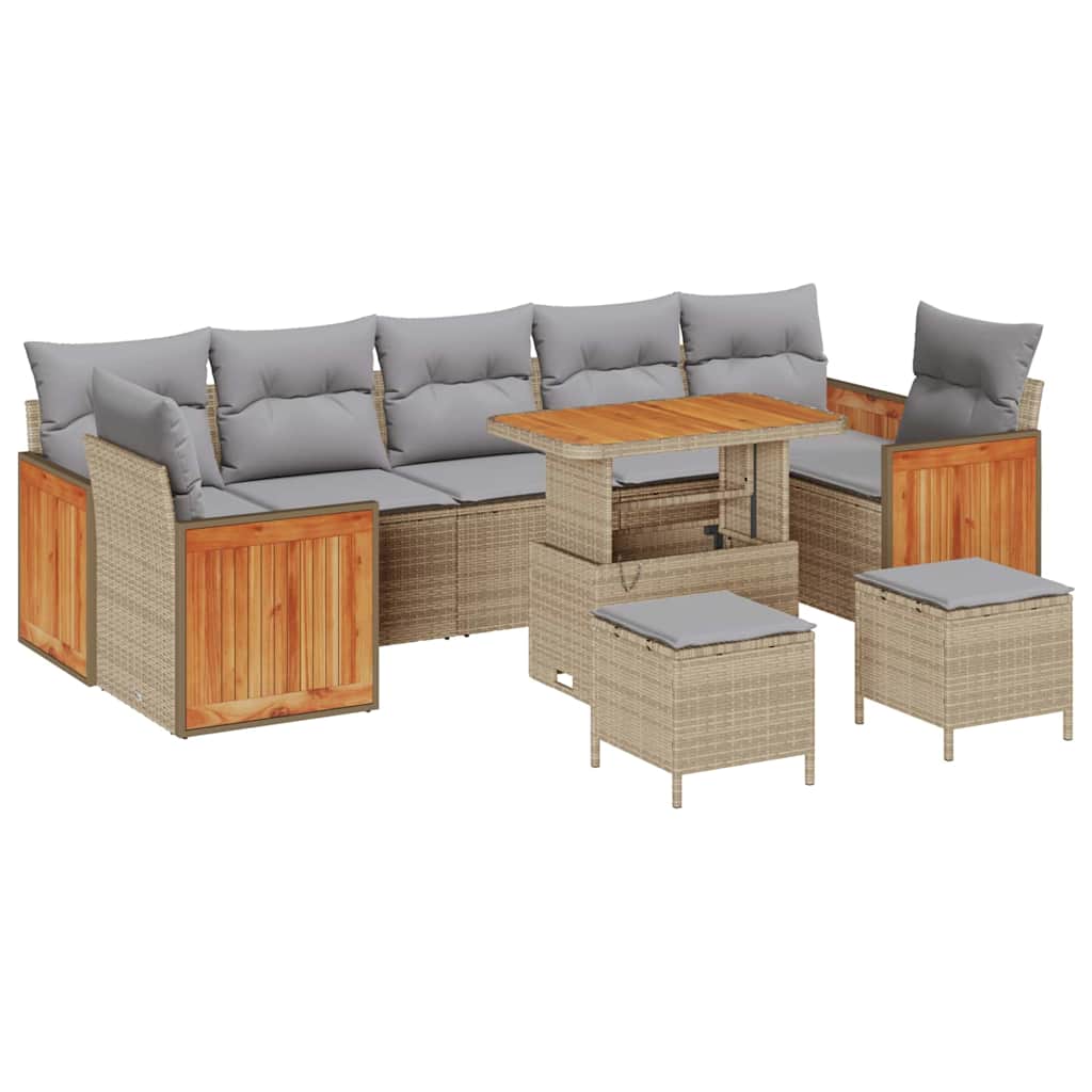 Tuinbankenset 13 pcs Beige en Licht Grijs poly rattan is nu te koop bij PeponiXL, paradijselijk wonen!