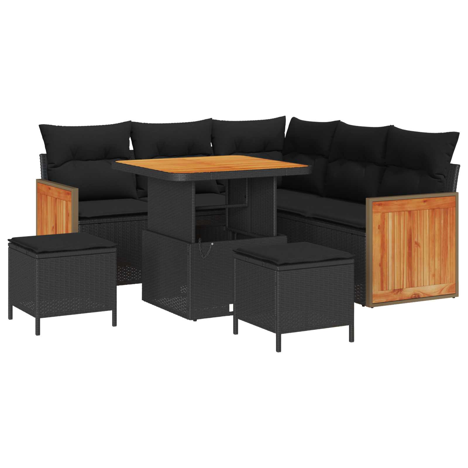 Tuinbankenset met kussen 9 pcs Zwart poly rattan is nu te koop bij PeponiXL, paradijselijk wonen!