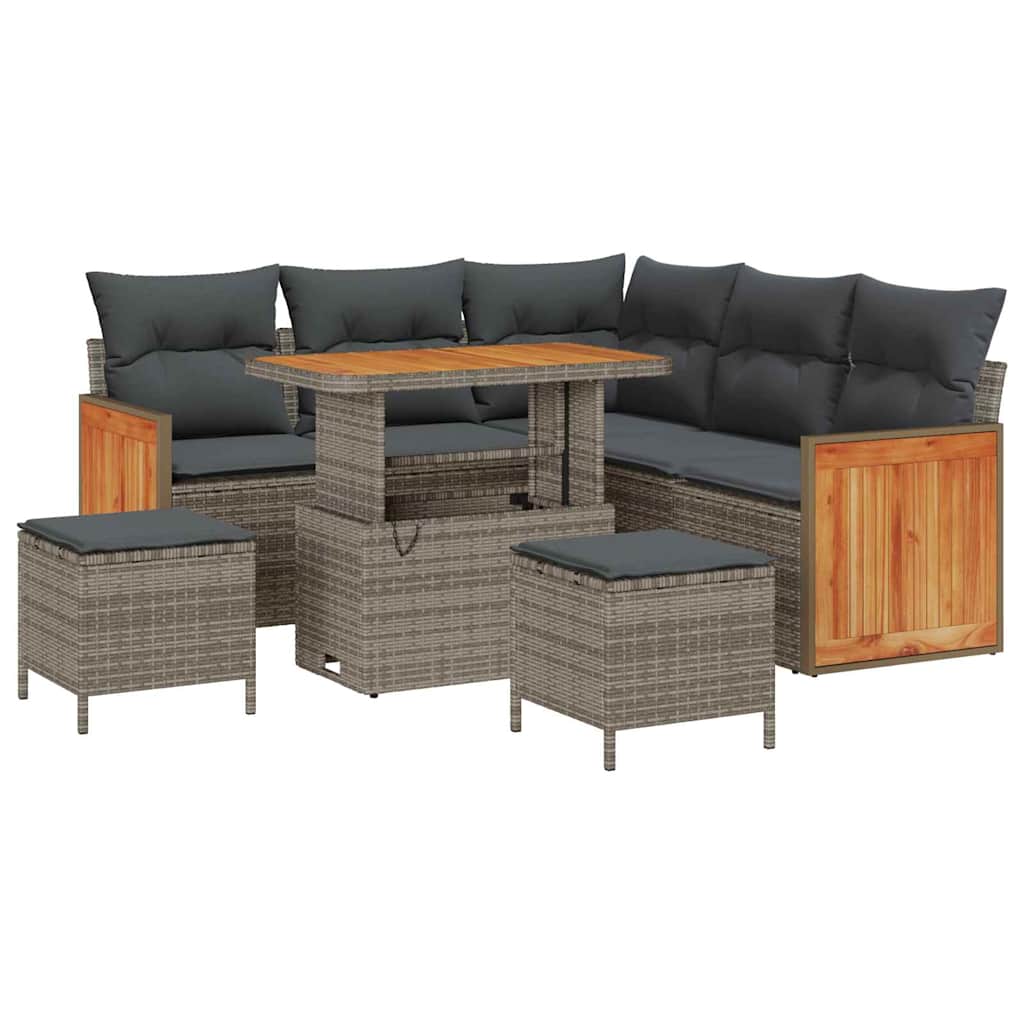 Tuinbankenset met kussen 9 pcs Grijs poly rattan is nu te koop bij PeponiXL, paradijselijk wonen!