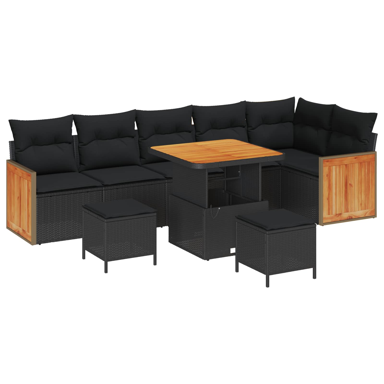 Tuinbankenset met kussen 11 pcs Zwart poly rattan is nu te koop bij PeponiXL, paradijselijk wonen!