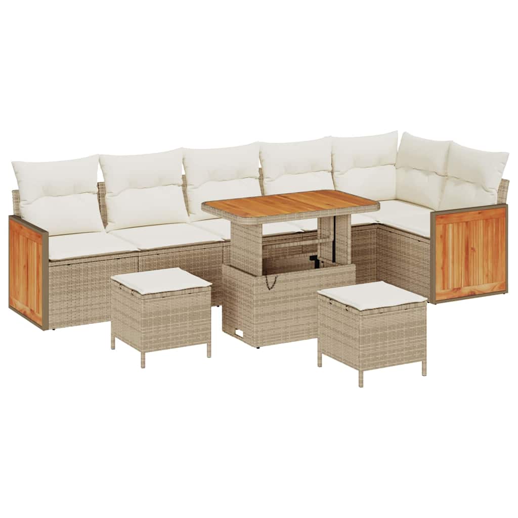 Tuinbankenset met kussen 11 pcs Beige en Crème poly rattan is nu te koop bij PeponiXL, paradijselijk wonen!