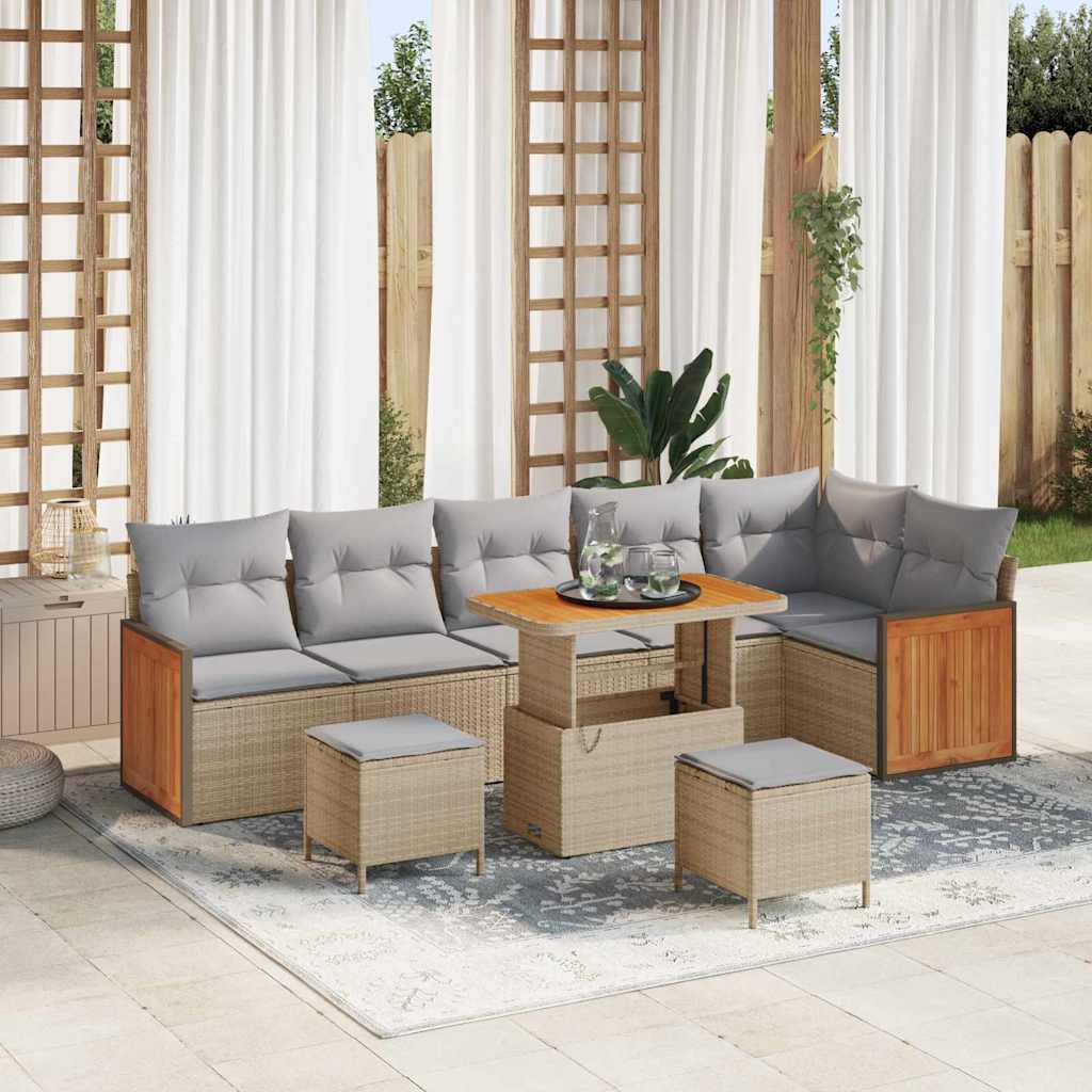 Tuinbankenset 11 pcs Beige en Licht Grijs poly rattan is nu te koop bij PeponiXL, paradijselijk wonen!
