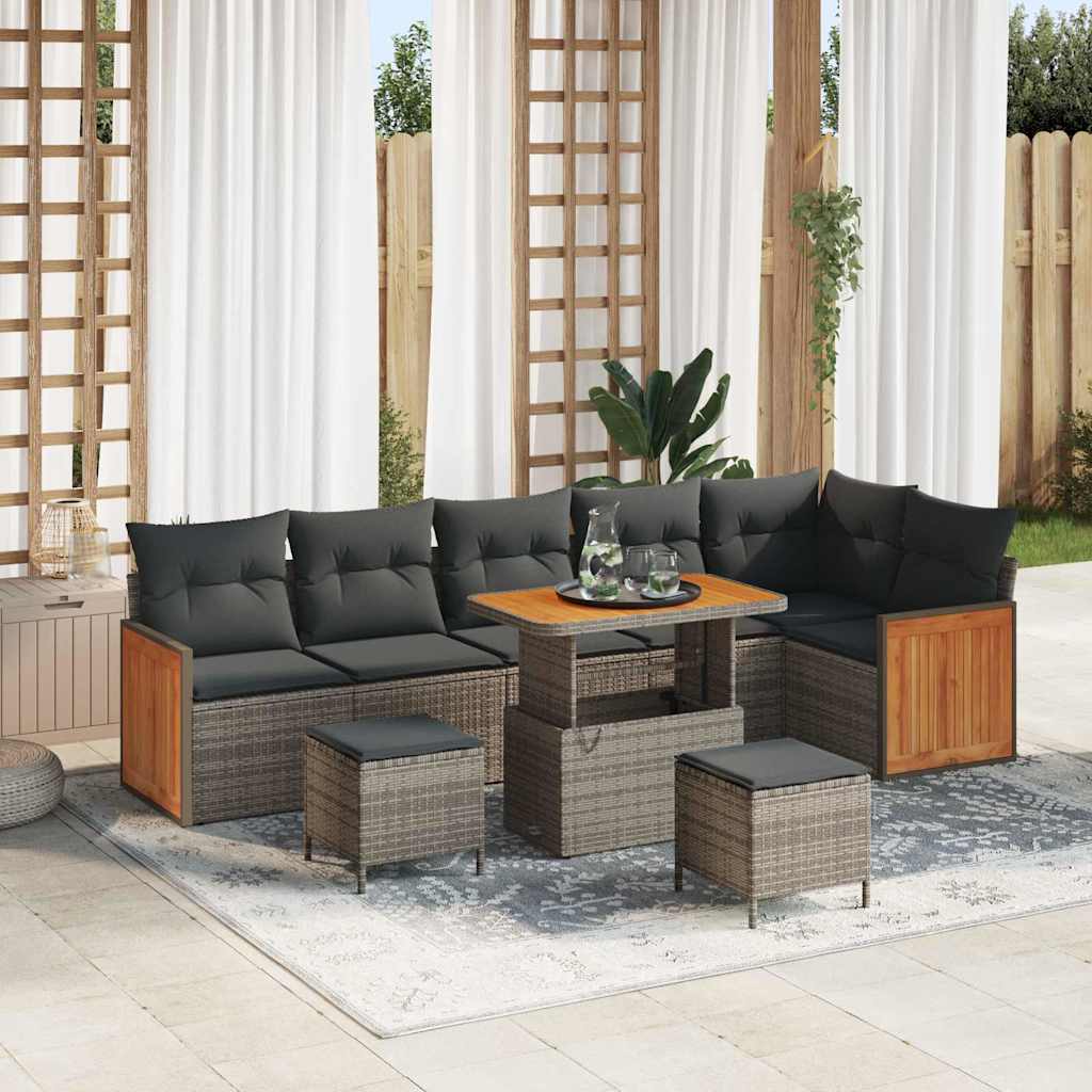 Tuinbankenset met kussen 11 pcs Grijs poly rattan is nu te koop bij PeponiXL, paradijselijk wonen!