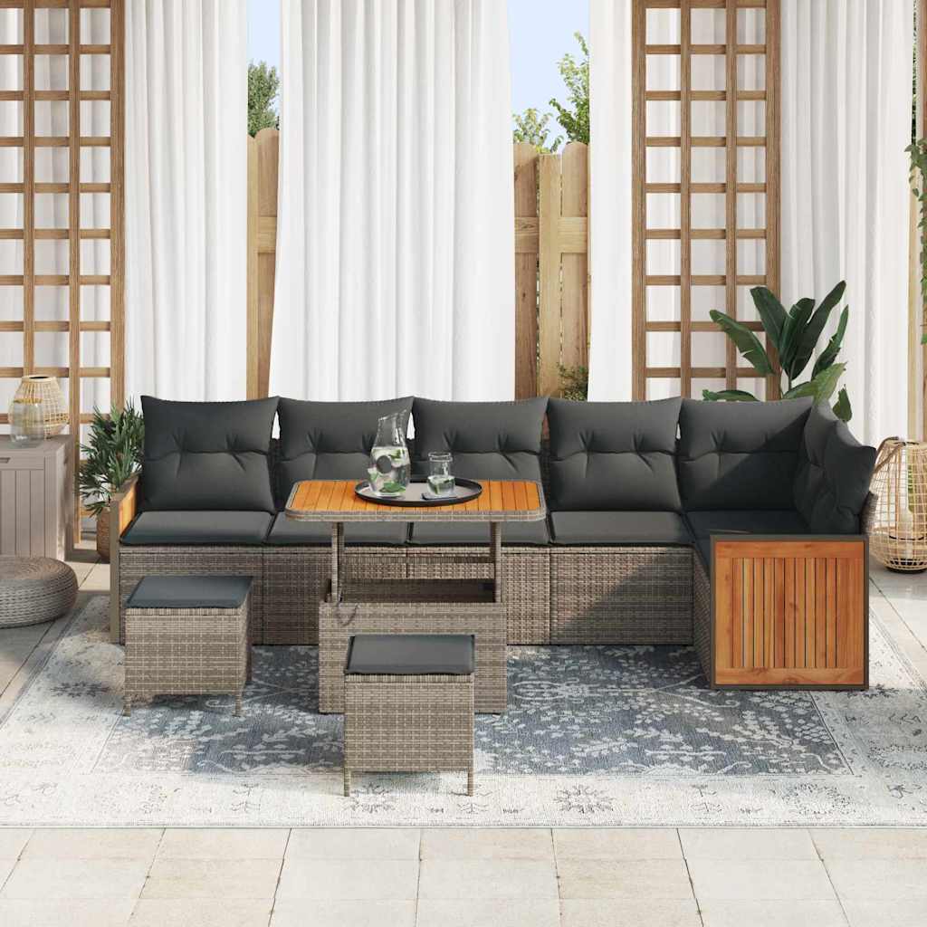 Tuinbankenset met kussen 11 pcs Grijs poly rattan is nu te koop bij PeponiXL, paradijselijk wonen!