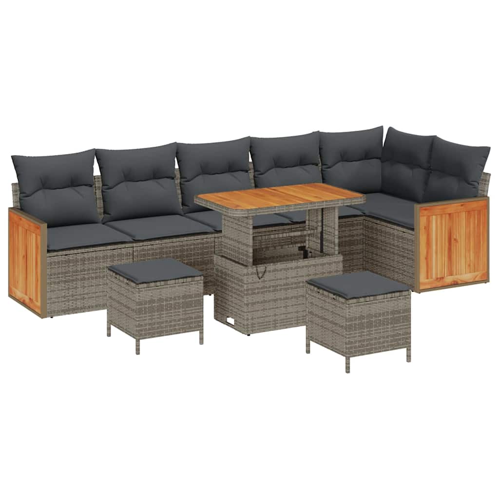 Tuinbankenset met kussen 11 pcs Grijs poly rattan is nu te koop bij PeponiXL, paradijselijk wonen!