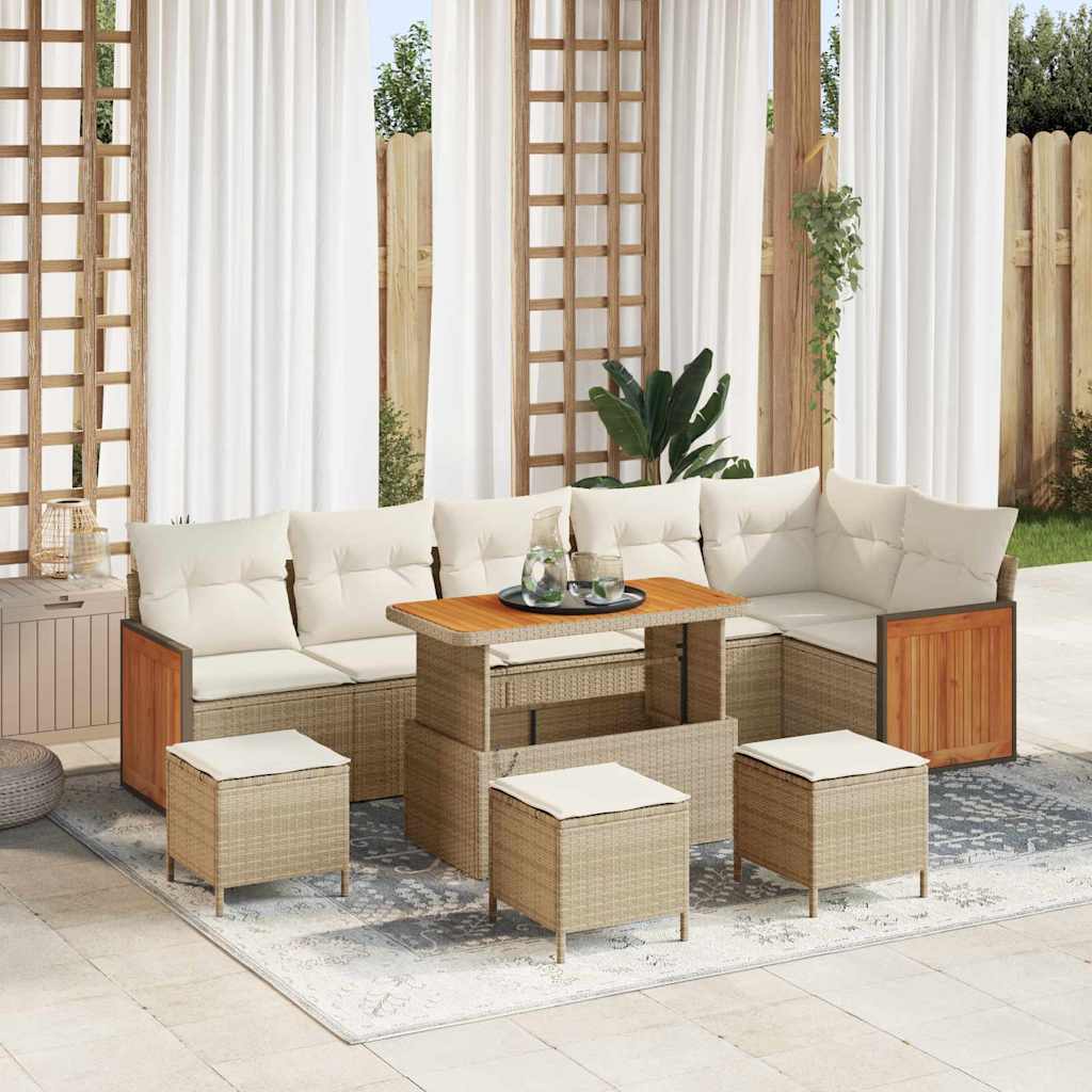 Tuinbankenset met kussen 12 pcs Beige en Crème poly rattan is nu te koop bij PeponiXL, paradijselijk wonen!