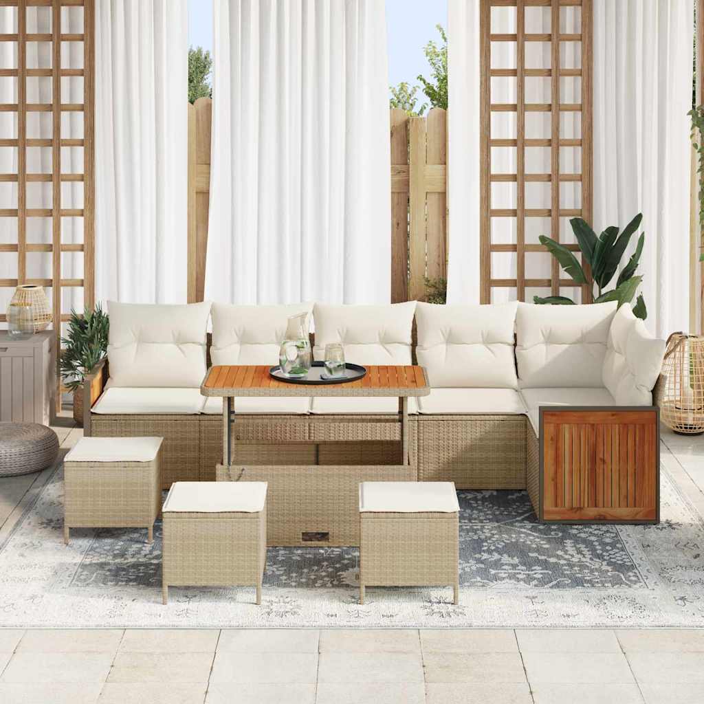 Tuinbankenset met kussen 12 pcs Beige en Crème poly rattan is nu te koop bij PeponiXL, paradijselijk wonen!