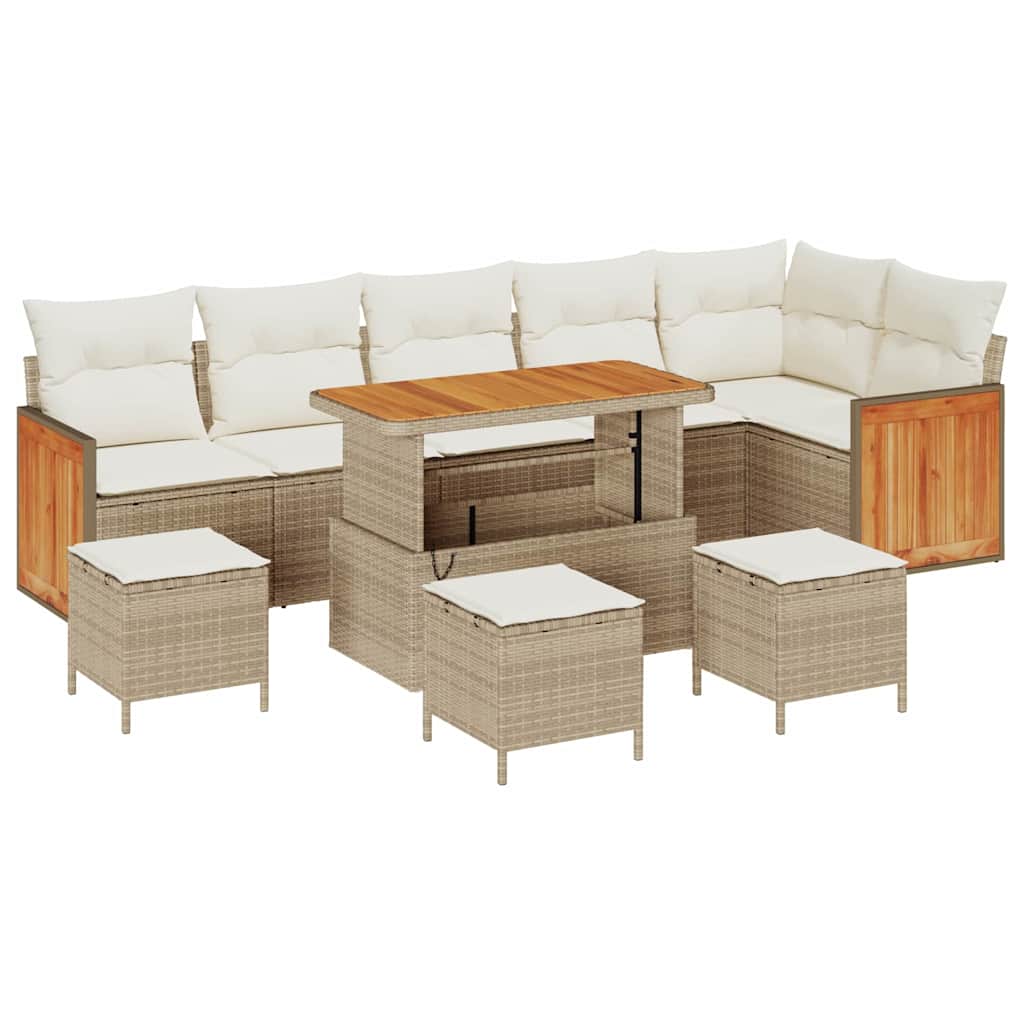 Tuinbankenset met kussen 12 pcs Beige en Crème poly rattan is nu te koop bij PeponiXL, paradijselijk wonen!
