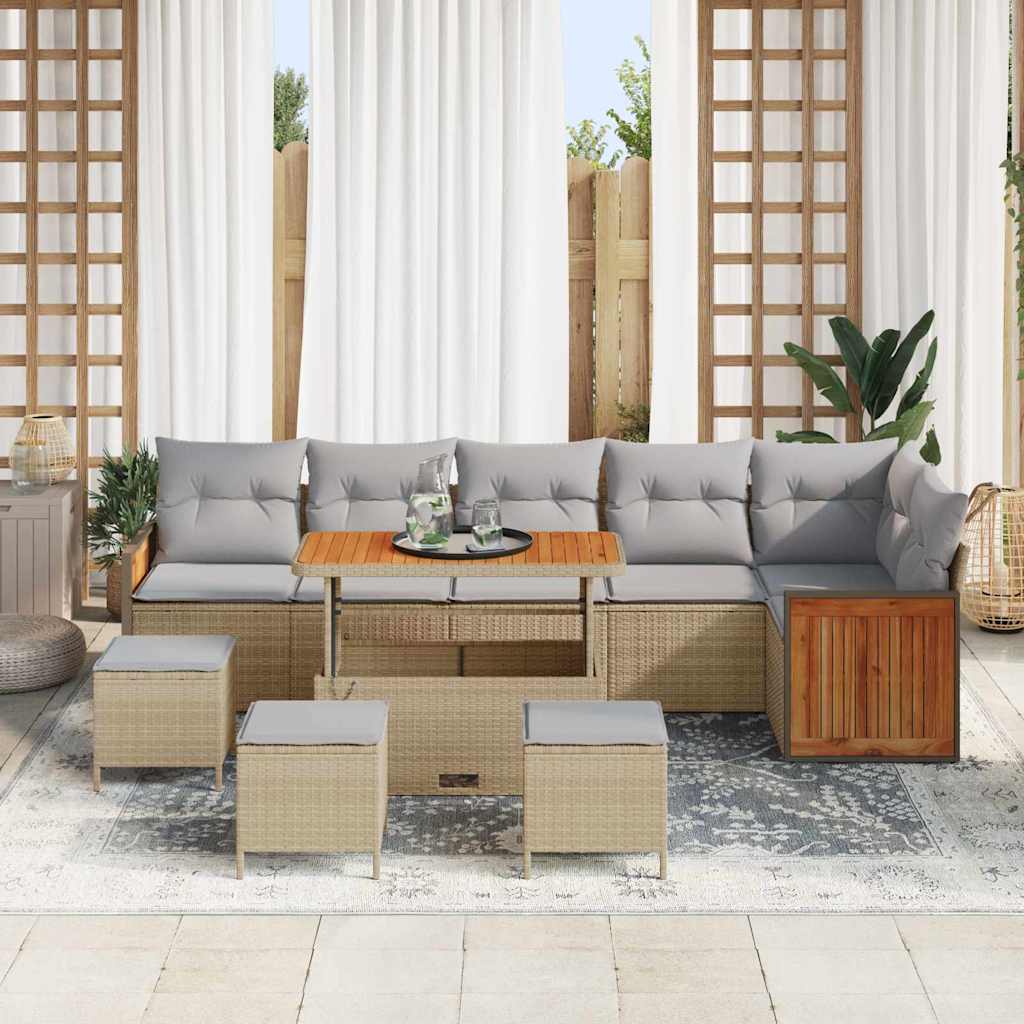 Tuinbankenset 12 pcs Beige en Licht Grijs poly rattan is nu te koop bij PeponiXL, paradijselijk wonen!