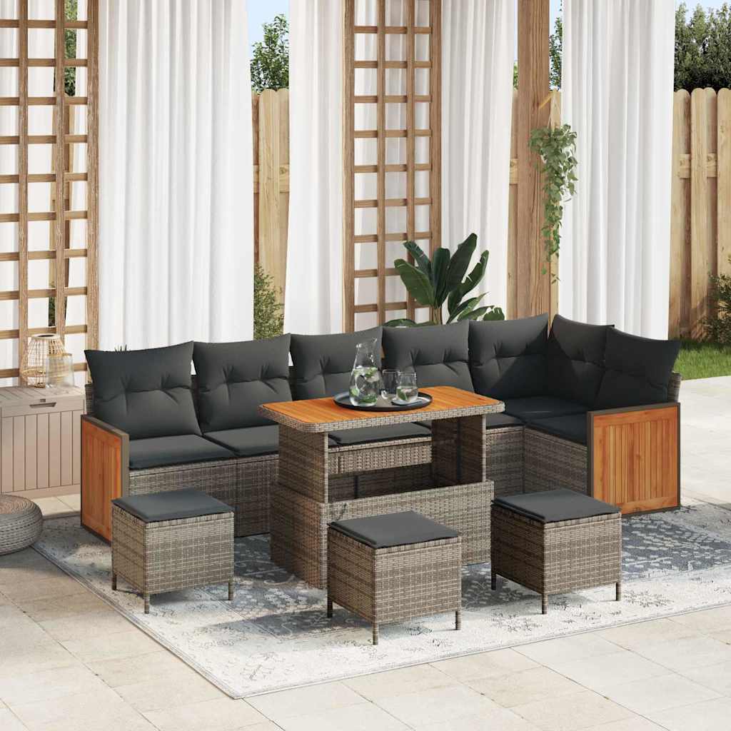 Tuinbankenset met kussen 12 pcs Grijs poly rattan is nu te koop bij PeponiXL, paradijselijk wonen!