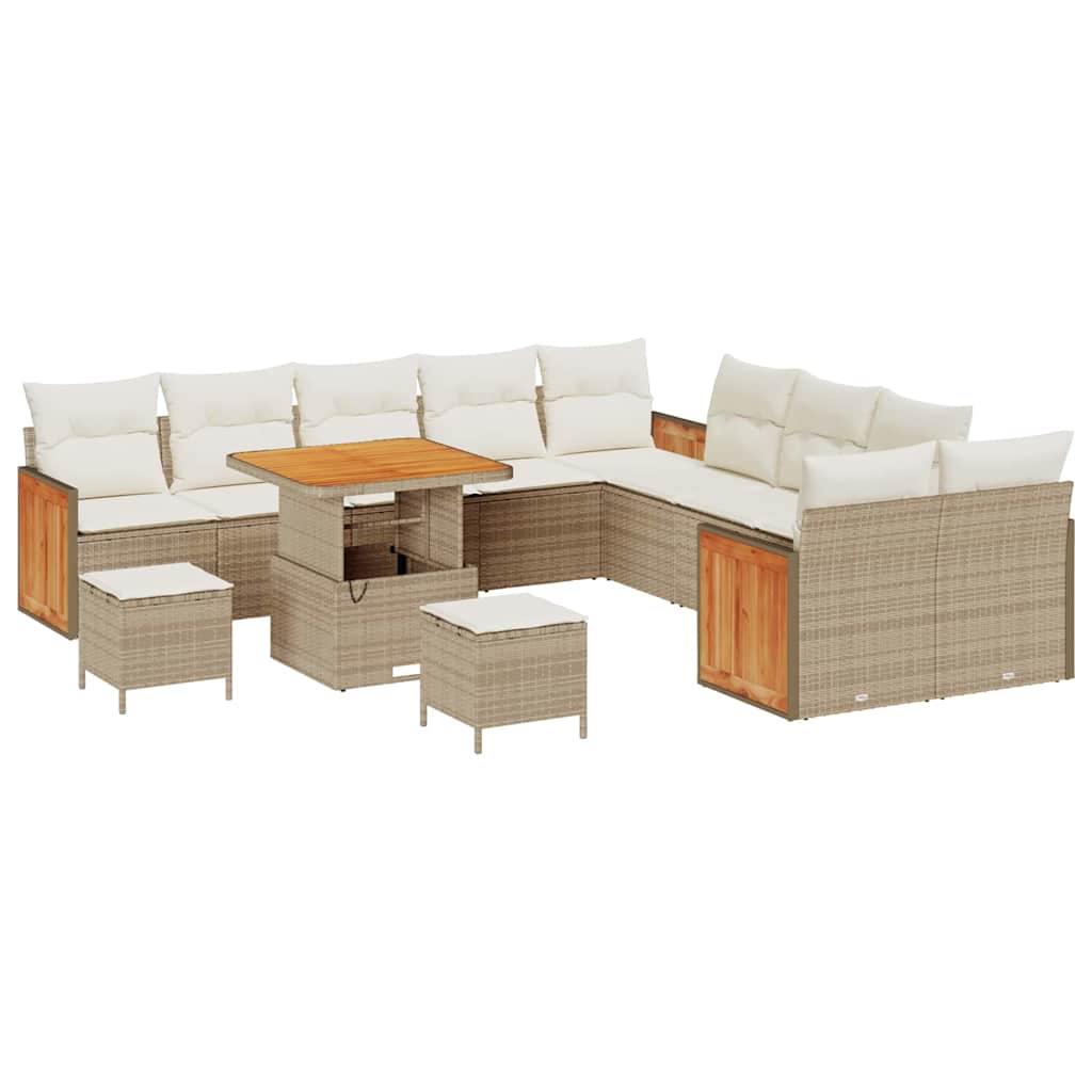 Tuinbankenset met kussen 17 pcs Beige en Crème poly rattan is nu te koop bij PeponiXL, paradijselijk wonen!