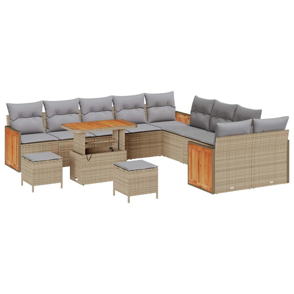 Tuinbankenset 17 pcs Beige en Licht Grijs poly rattan is nu te koop bij PeponiXL, paradijselijk wonen!