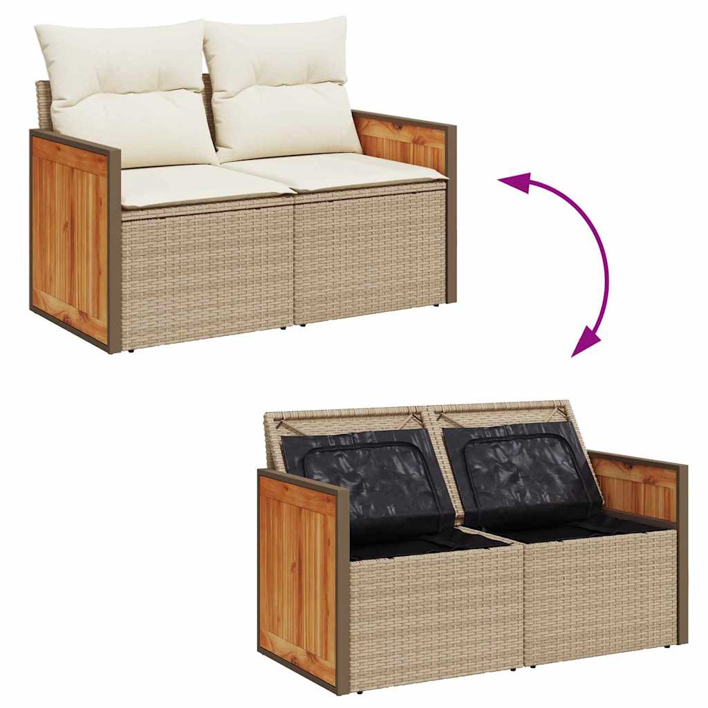 Tuinbankenset met kussen 18 pcs Beige en Crème poly rattan is nu te koop bij PeponiXL, paradijselijk wonen!