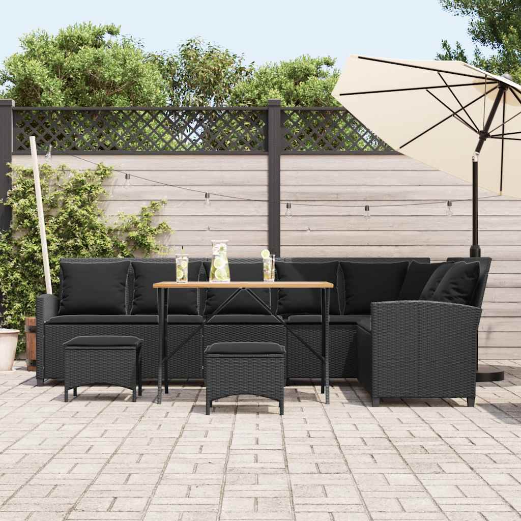 4-delige Tuinbankstel met kussens L-vormig poly rattan zwart is nu te koop bij PeponiXL, paradijselijk wonen!