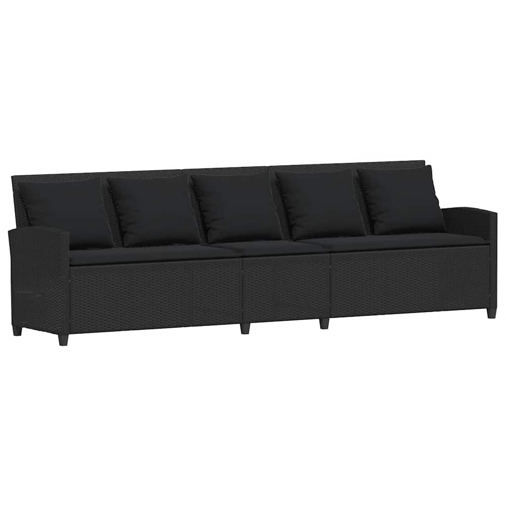 4-delige Tuinbankstel met kussens L-vormig poly rattan zwart is nu te koop bij PeponiXL, paradijselijk wonen!