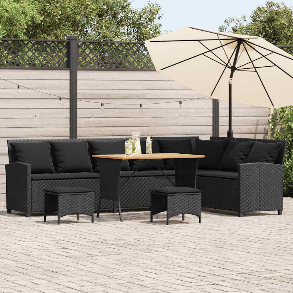 4-delige Tuinbankstel met kussens L-vormig poly rattan zwart is nu te koop bij PeponiXL, paradijselijk wonen!