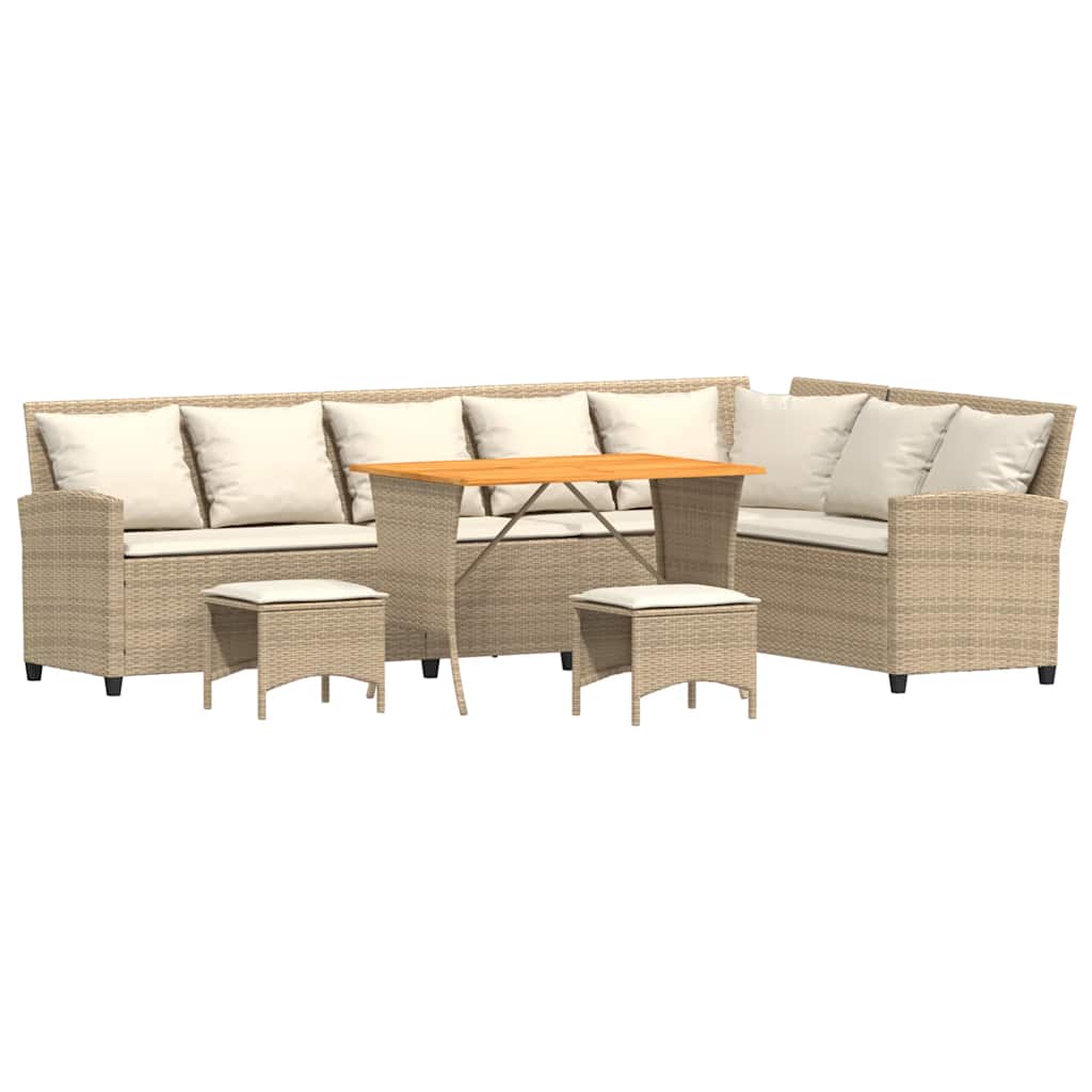 4-delige Tuinbankstel met kussens L-vormig beige poly rattan is nu te koop bij PeponiXL, paradijselijk wonen!