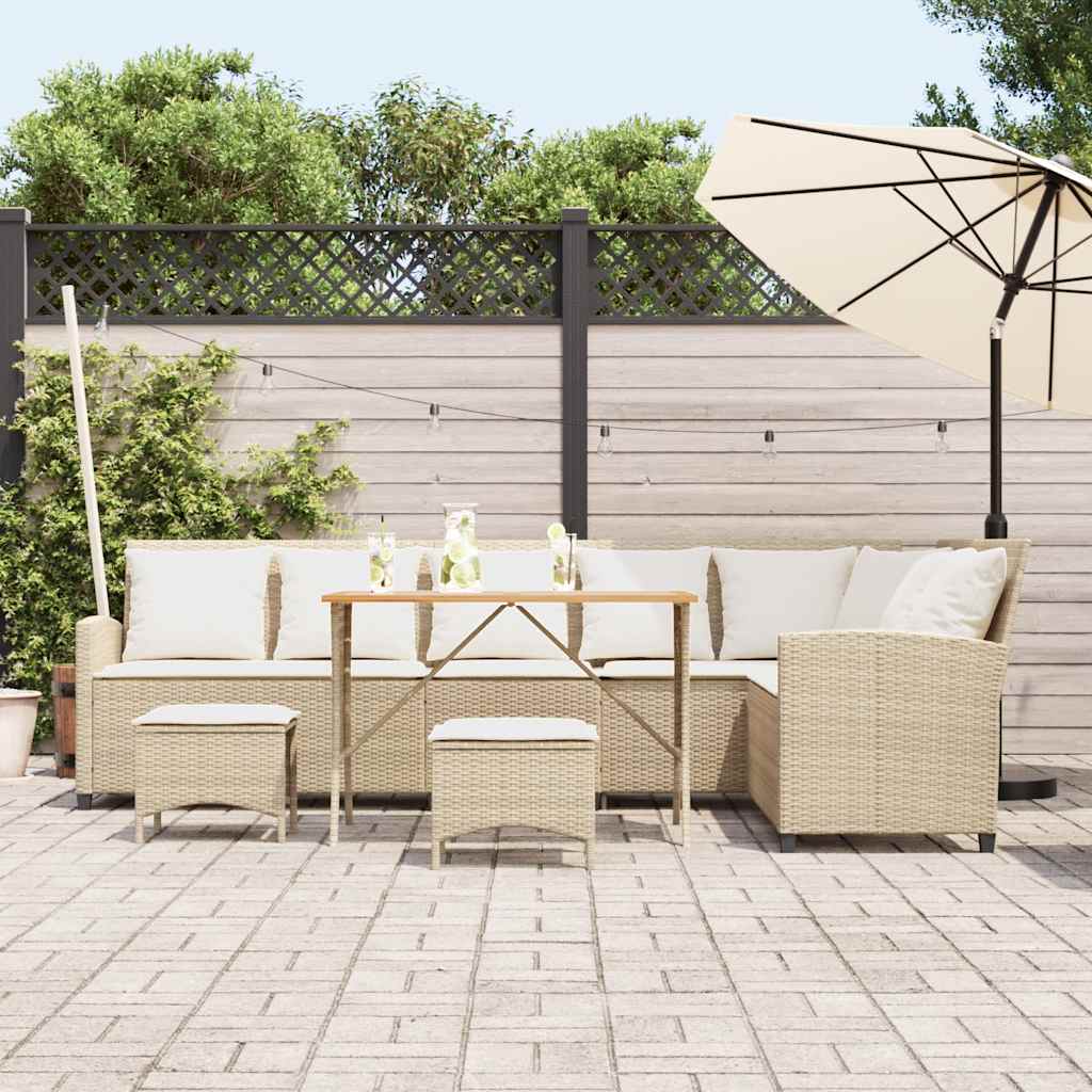 4-delige Tuinbankstel met kussens L-vormig beige poly rattan is nu te koop bij PeponiXL, paradijselijk wonen!
