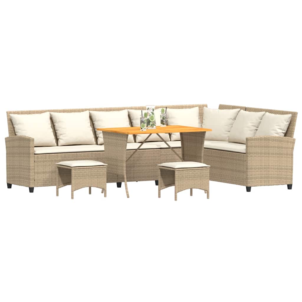 4-delige Tuinbankstel met kussens L-vormig beige poly rattan is nu te koop bij PeponiXL, paradijselijk wonen!