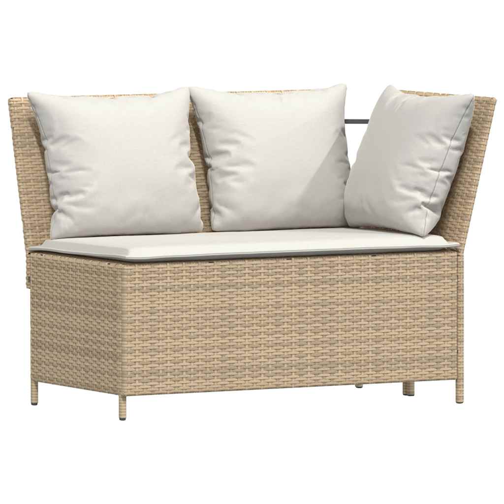 4-delige Tuinbankstel met kussens L-vormig beige poly rattan is nu te koop bij PeponiXL, paradijselijk wonen!
