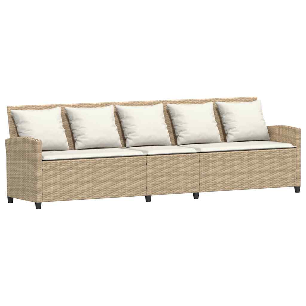 4-delige Tuinbankstel met kussens L-vormig beige poly rattan is nu te koop bij PeponiXL, paradijselijk wonen!
