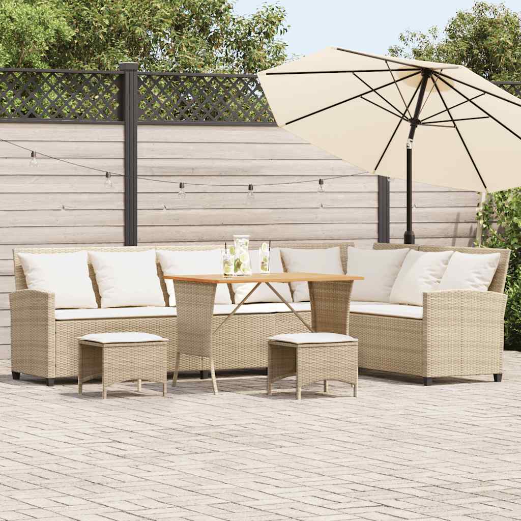 4-delige Tuinbankstel met kussens L-vormig beige poly rattan is nu te koop bij PeponiXL, paradijselijk wonen!