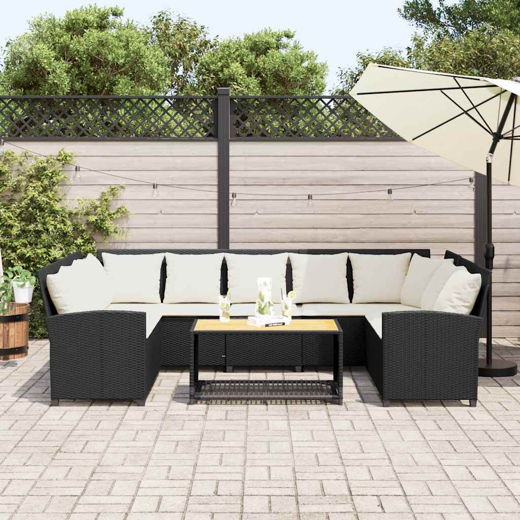 Tuinbank met kussens poly rattan zwart is nu te koop bij PeponiXL, paradijselijk wonen!