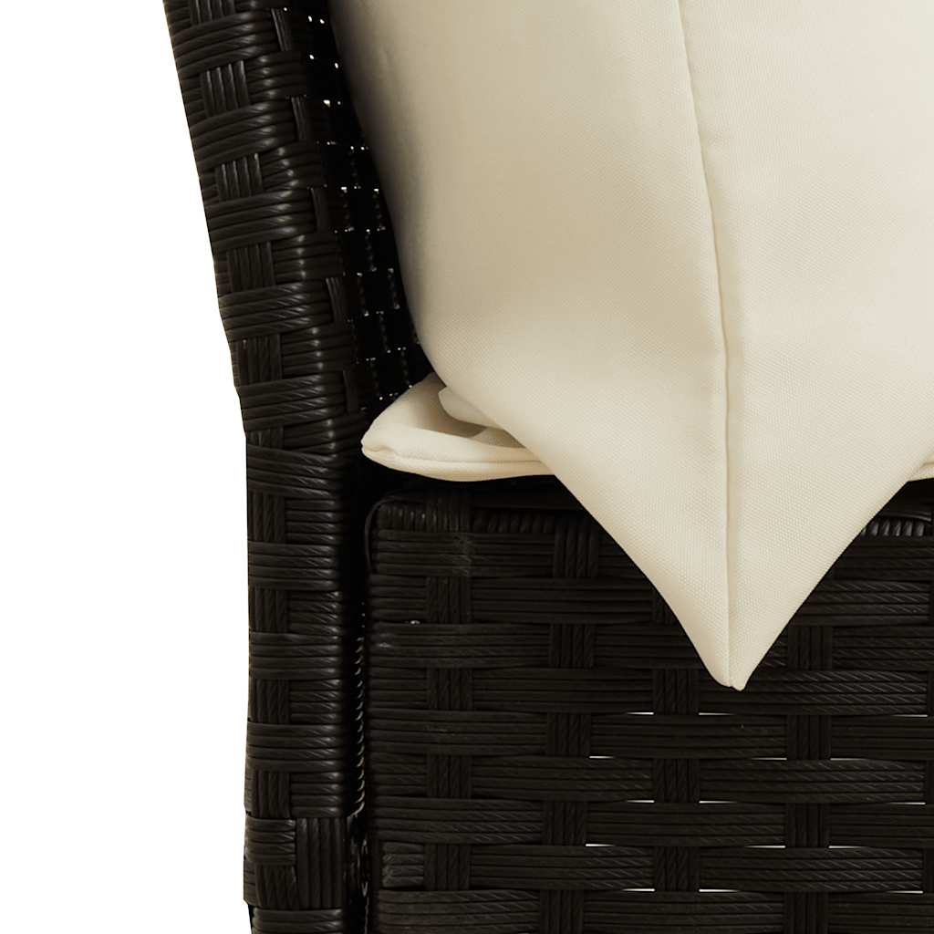 Tuinbank met kussens poly rattan zwart is nu te koop bij PeponiXL, paradijselijk wonen!