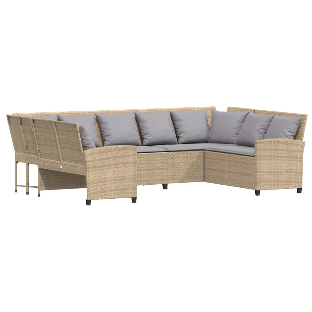 Tuinbank met kussens poly rattan beige is nu te koop bij PeponiXL, paradijselijk wonen!