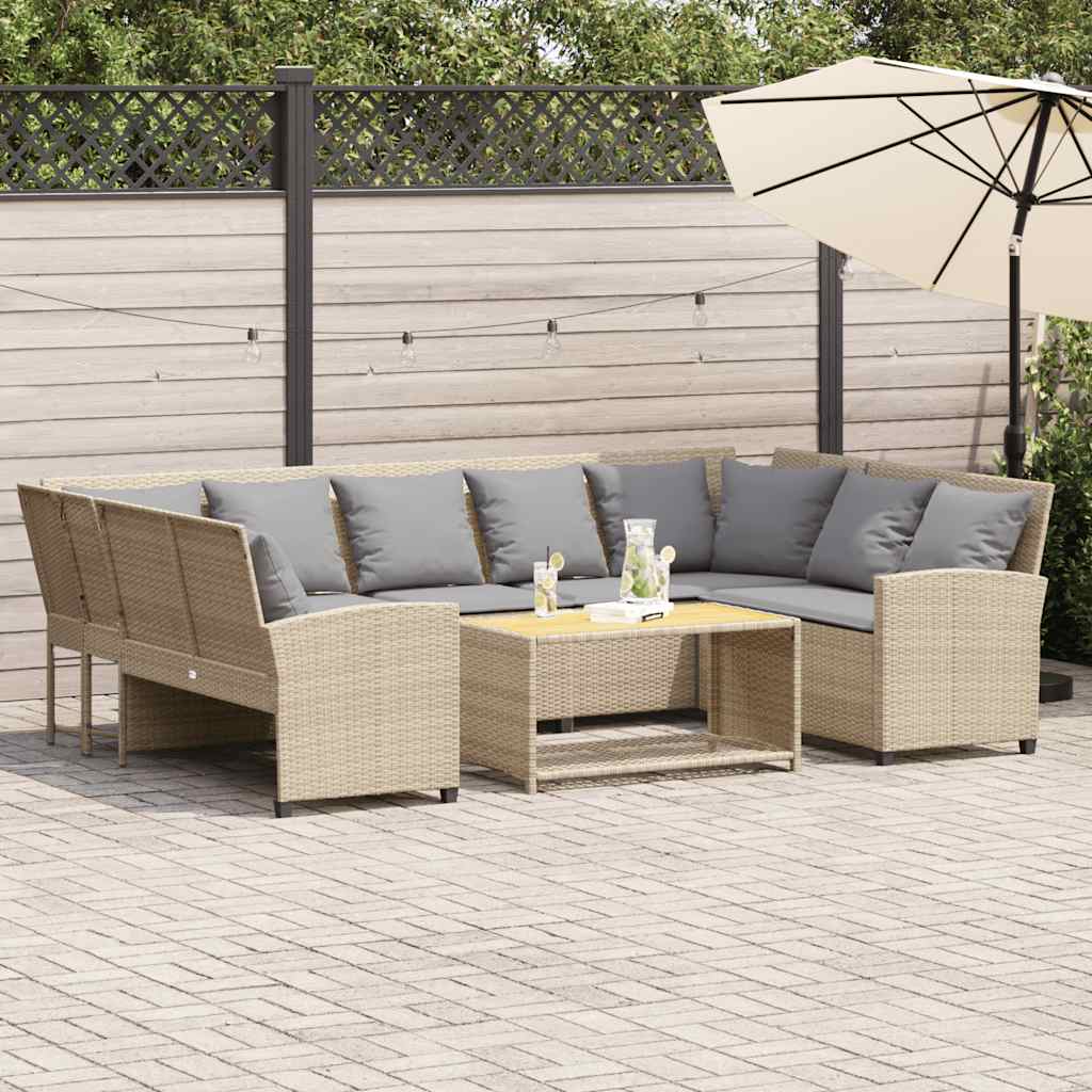Tuinbank met kussens poly rattan beige is nu te koop bij PeponiXL, paradijselijk wonen!