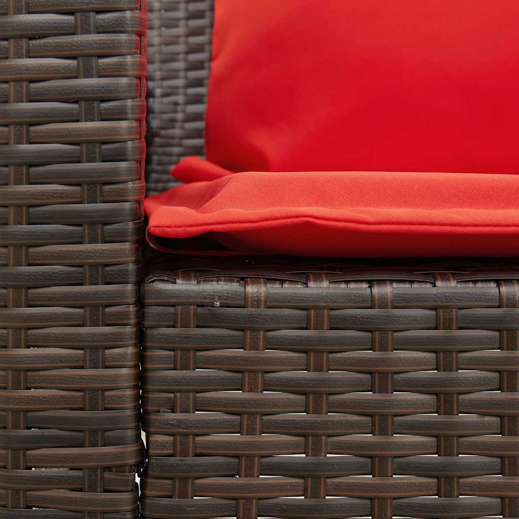 Tuinbank met kussens poly rattan bruin is nu te koop bij PeponiXL, paradijselijk wonen!