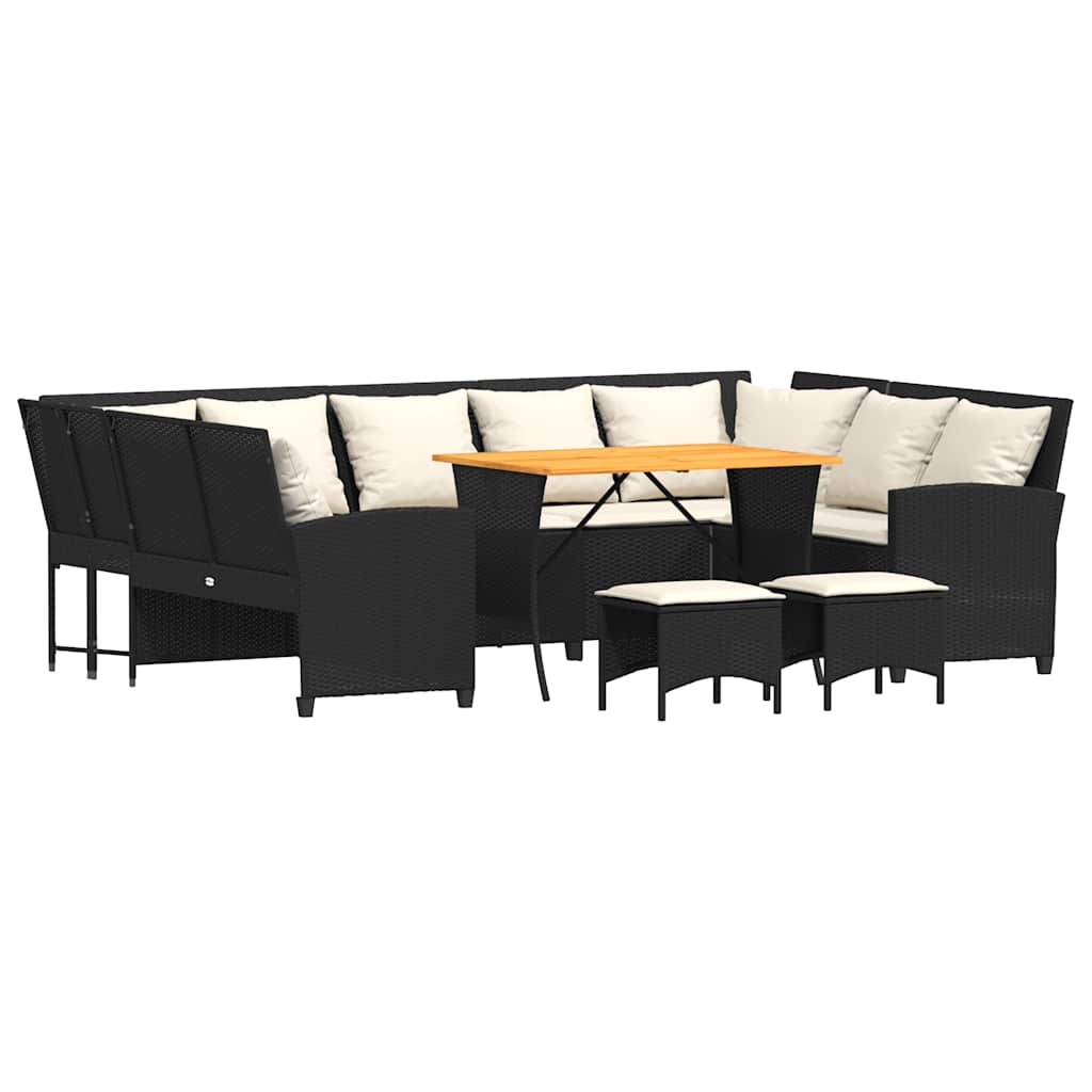 4-delige Loungeset met kussens poly rattan zwart is nu te koop bij PeponiXL, paradijselijk wonen!