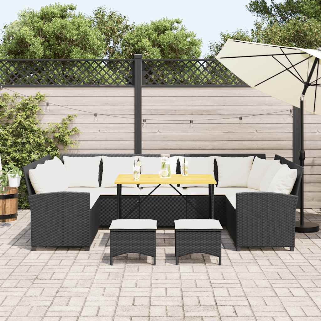4-delige Loungeset met kussens poly rattan zwart is nu te koop bij PeponiXL, paradijselijk wonen!