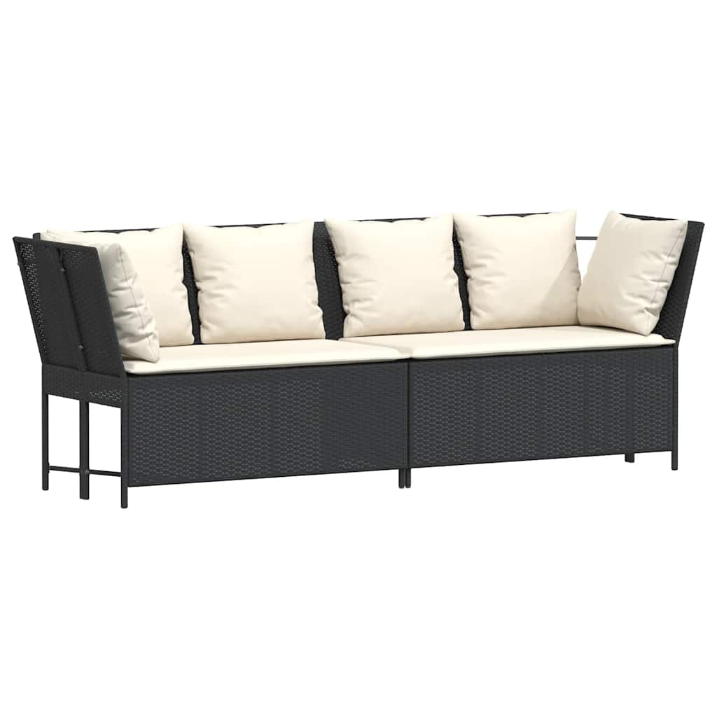 4-delige Loungeset met kussens poly rattan zwart is nu te koop bij PeponiXL, paradijselijk wonen!